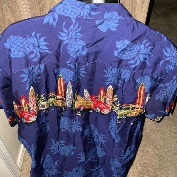 Men’s used size L large diamond head Hawaiian style shirt blue graphic - Picture 3 of 5